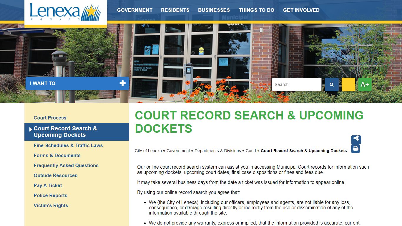 Court Record Search & Upcoming Dockets - City of Lenexa