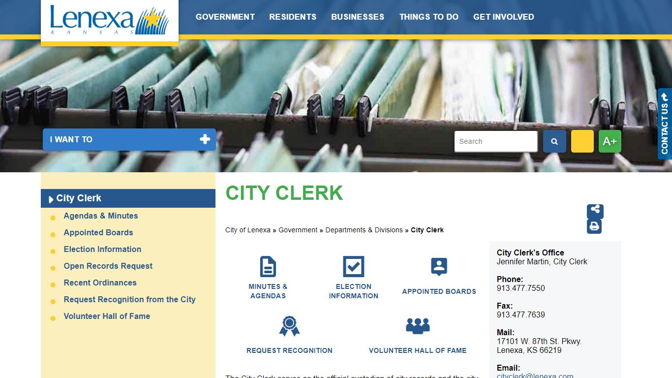 City Clerk - City of Lenexa