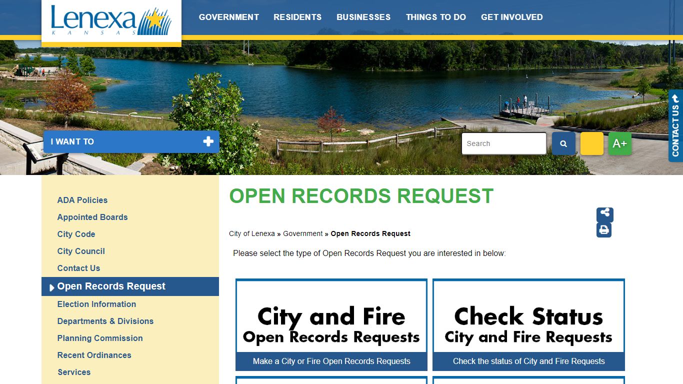 Open Records Request - City of Lenexa